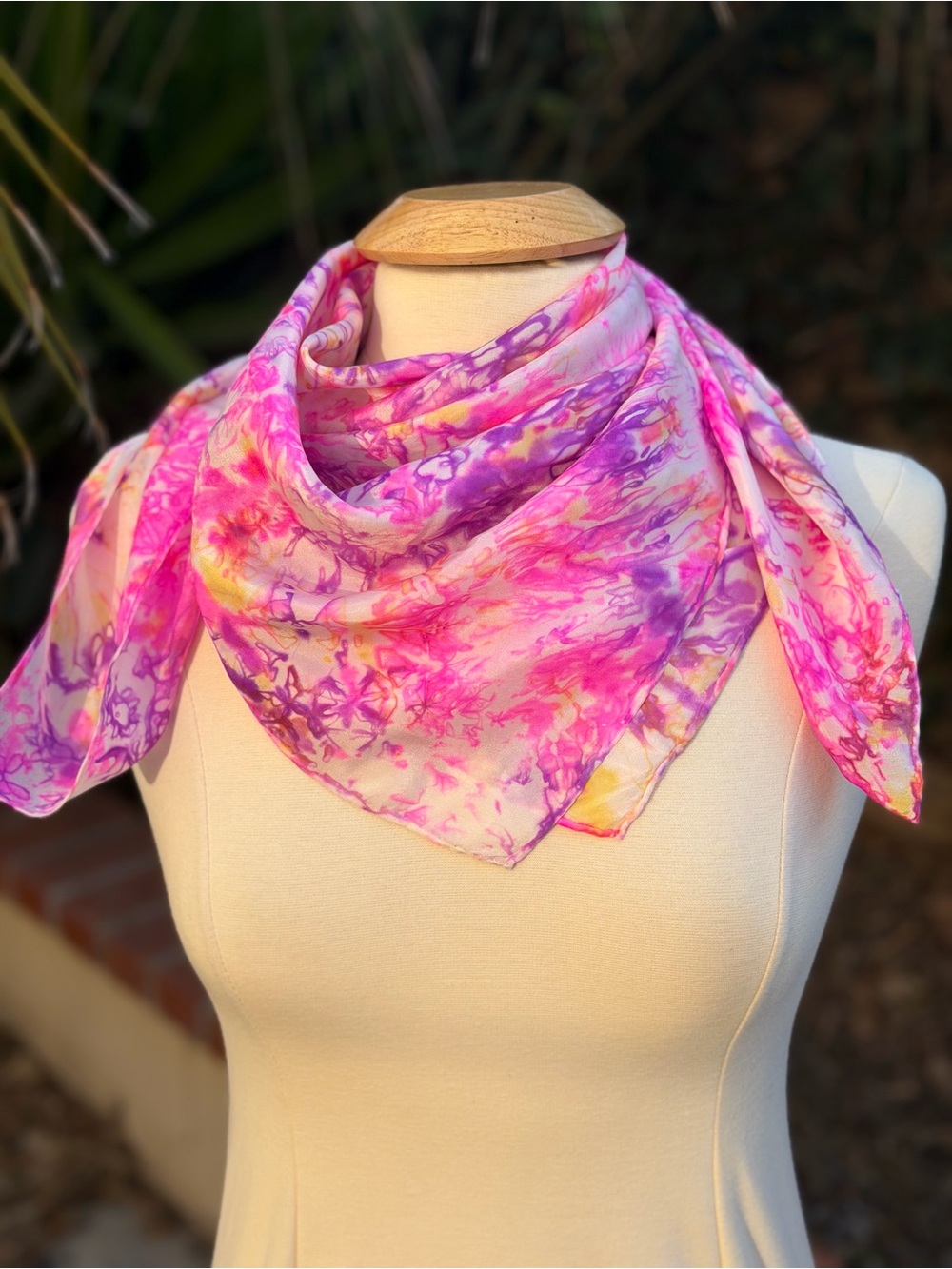 Vibrant Pink & Purple Tie-Dye Scarf